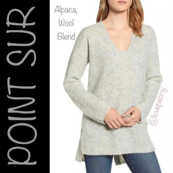 Point Sur Open Back Sweater In Heather Dusk Grey - Picture 1 of 16
